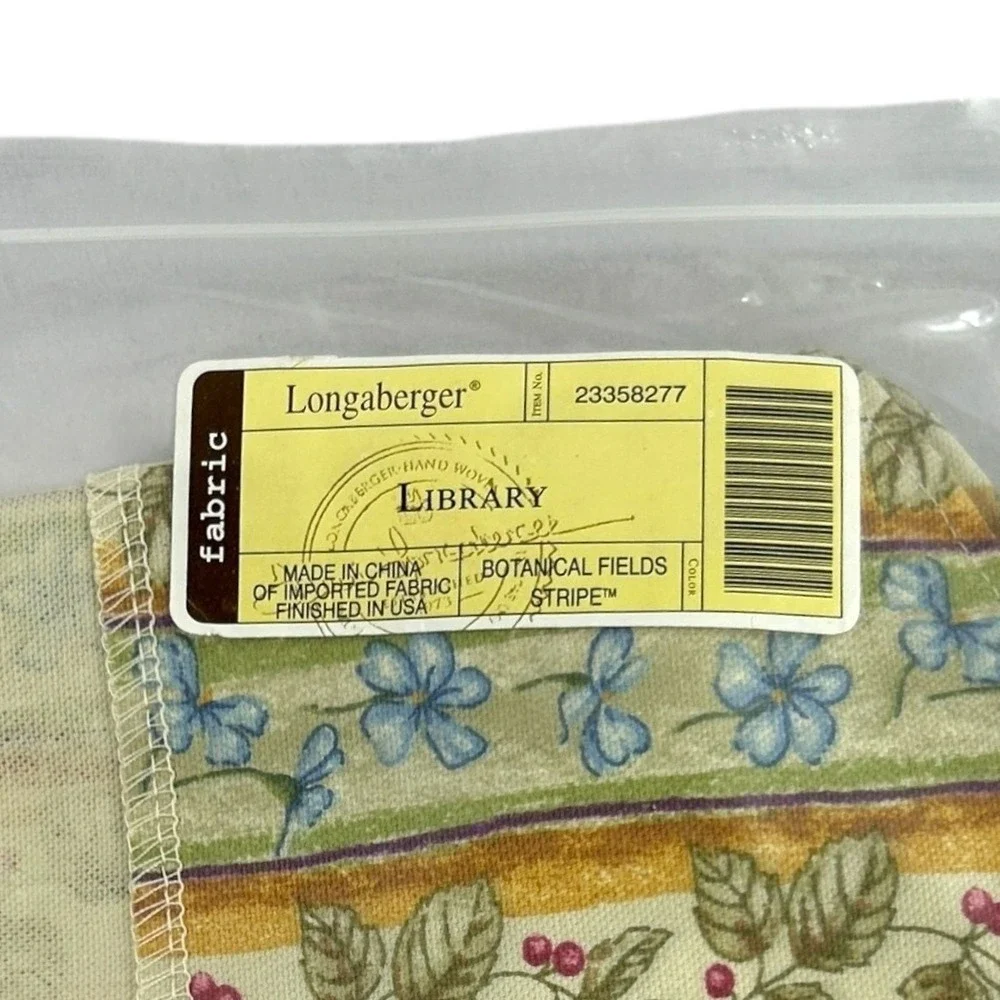 Longaberger Botanical Fields Stripe Fabric Liner Only For Library Basket New